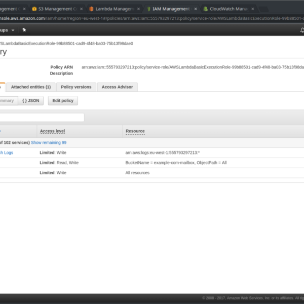IAM policy summary