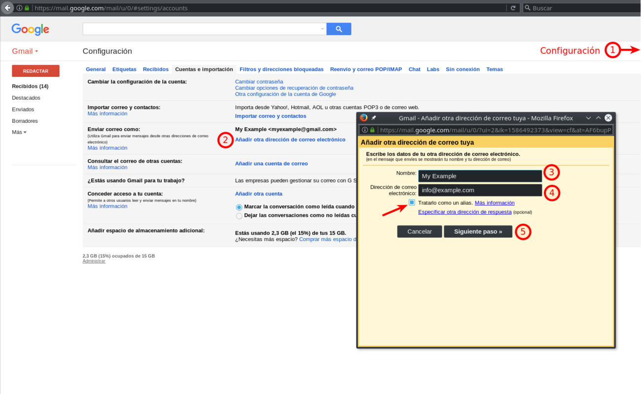 Añadir otra dirección de correo a GMail
