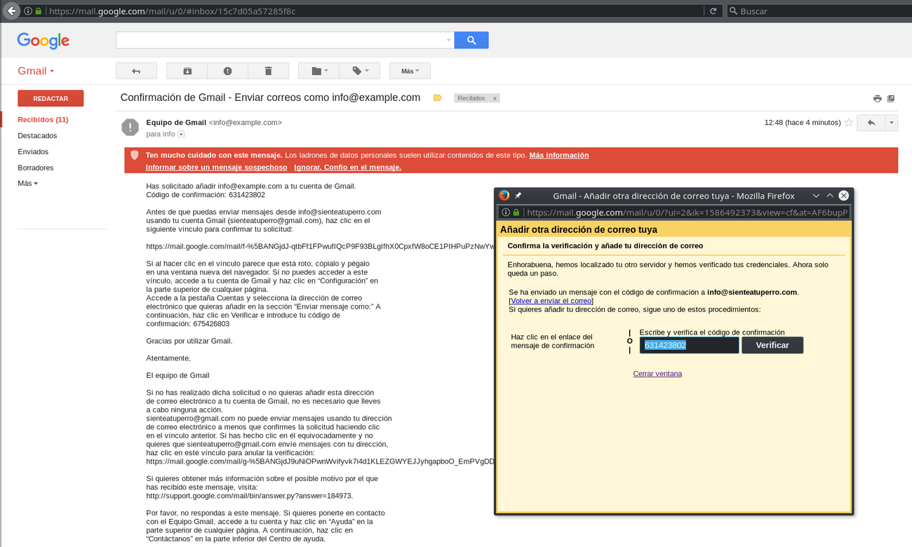 GMail new address verification code