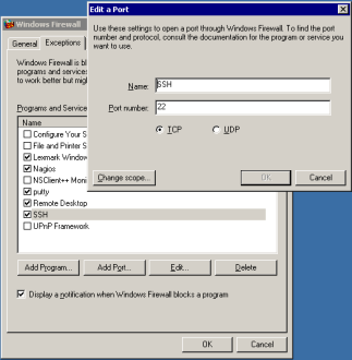 Edit SSH port 22