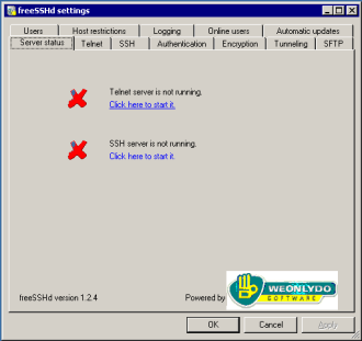 freeSSHd: start/stop SSH service