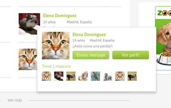 Profile hover cards