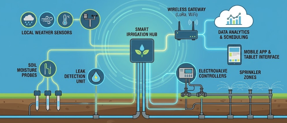 Arquitectura de plataforma IoT de riego inteligente con integración cloud