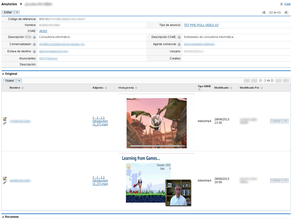 Video preview functionality in subpanels