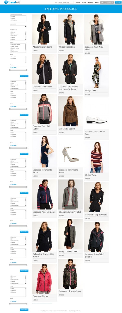 Women's clothing explorer with advanced filtering